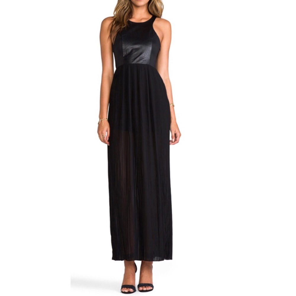 Leather detail tank maxi dress by Blaque Label